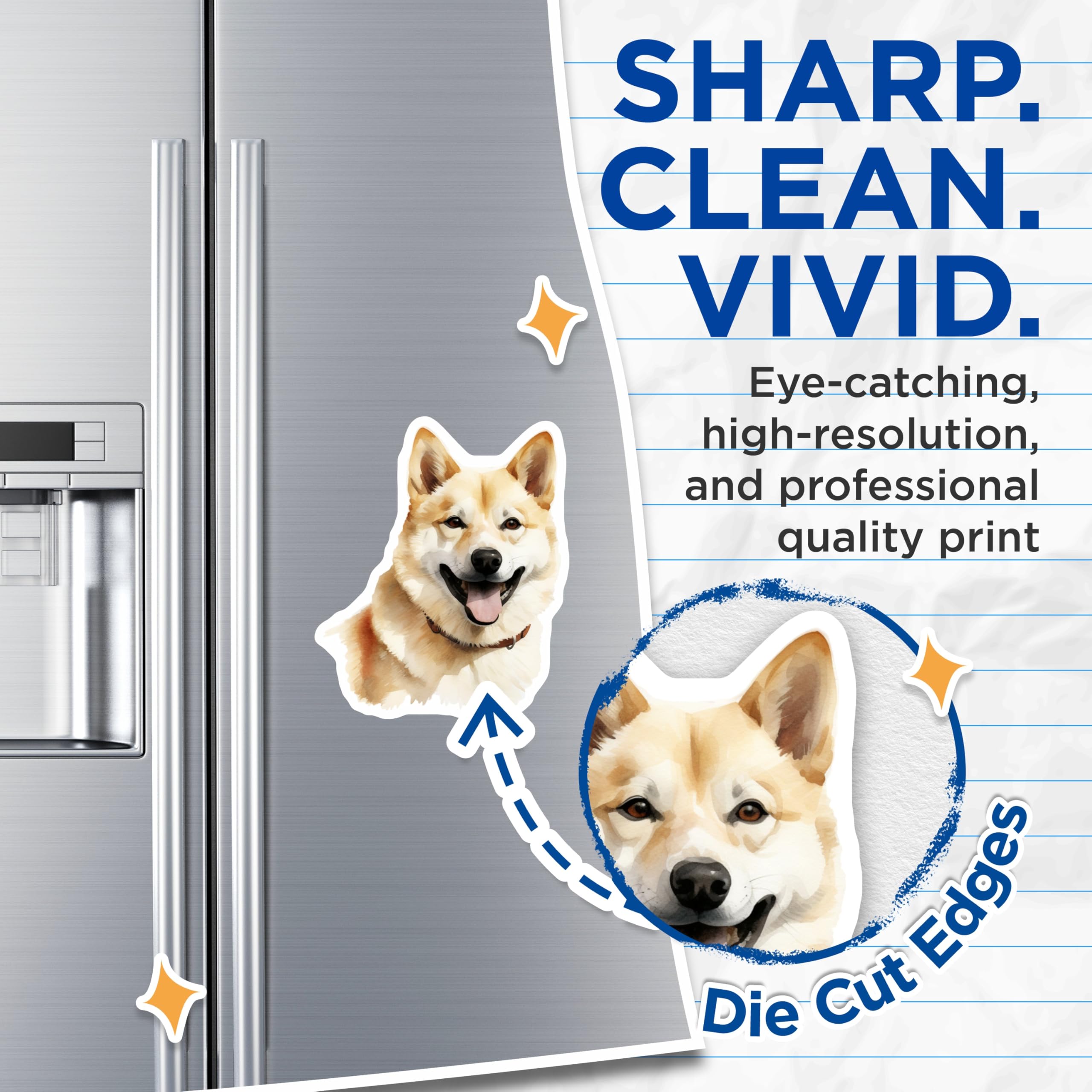 (2 Pack) Shiba Inu Dog Magnets - Cute Pet Lover Fridge Decor - Happy Animal Watercolor Art - 5 Inches On Longest Side - Thick Durable Magnet - Made in USA - MAG25269