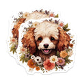 (2 Pack) Cute Poodle Dog Magnets - Floral Puppy Decor - Animal Lover Art - 5 Inches On Longest Side - Thick Durable Magnet - Made in USA - MAG29021