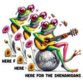 (3 Pack) Frog Shenanigans Decals - Guitar Playing Amphibian - Disco Ball Animal Decal - 3 Inches On Longest Side - Easy Peel & Apply - Made in USA - 3MCS6378