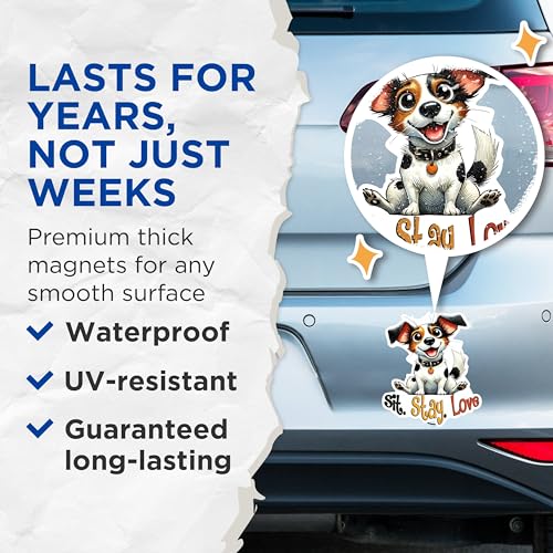 (2 Packs) Sit. Stay. Love Magnets - Cute Funny Dog Mom Dog Dad Magnets - 5 Inches On Longest Side - Premium Magnet - for Fridges, Toolboxes, Cars - Made in USA - MAG2407