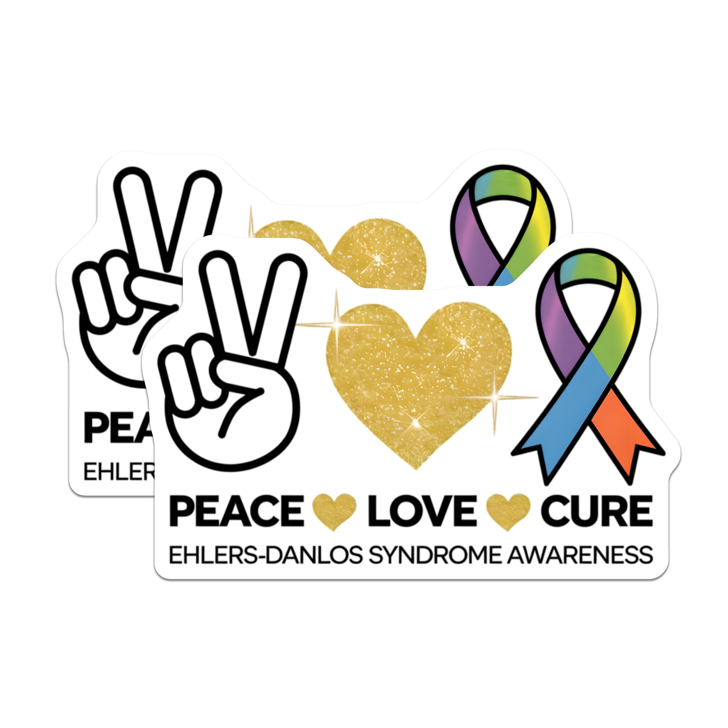 (2 Pack) Ehlers Danlos Syndrome Awareness Magnets - Peace Love Cure Chronic Illness Support - EDS Spoonie Decor - 5 Inches On Longest Side - Thick Durable Magnet - Made in USA - MAG39984