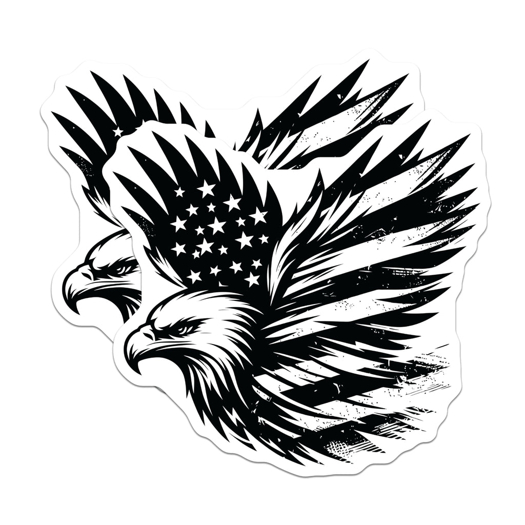 (2 Pack) Eagle Flag Magnets - Patriotic Fridge Decor - American Pride Symbols - 5" On Longest Side - Premium Magnet - for Cars, Refrigerators, Toolboxes, Lockers - Made in USA - MAG16992