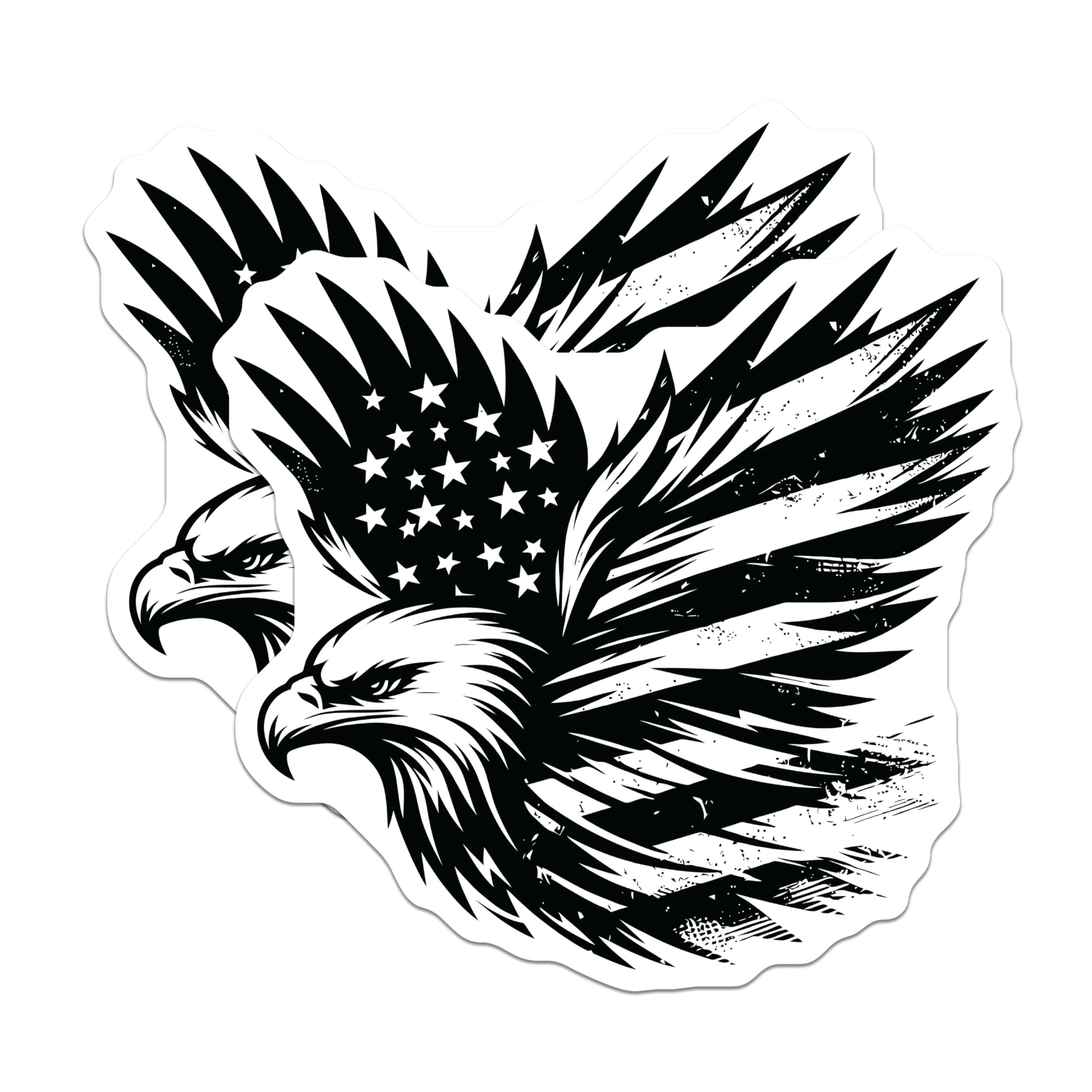(2 Pack) Eagle Flag Magnets - Patriotic Fridge Decor - American Pride Symbols - 5" On Longest Side - Premium Magnet - for Cars, Refrigerators, Toolboxes, Lockers - Made in USA - MAG16992