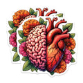 (2 Pack) Brain Heart Magnets - Floral Anatomy Art Decor - Mind Emotion Balance Design - Science Aesthetic Magnets - 5 Inches On Longest Side - Thick Durable Magnet - Made in USA - MAG19626