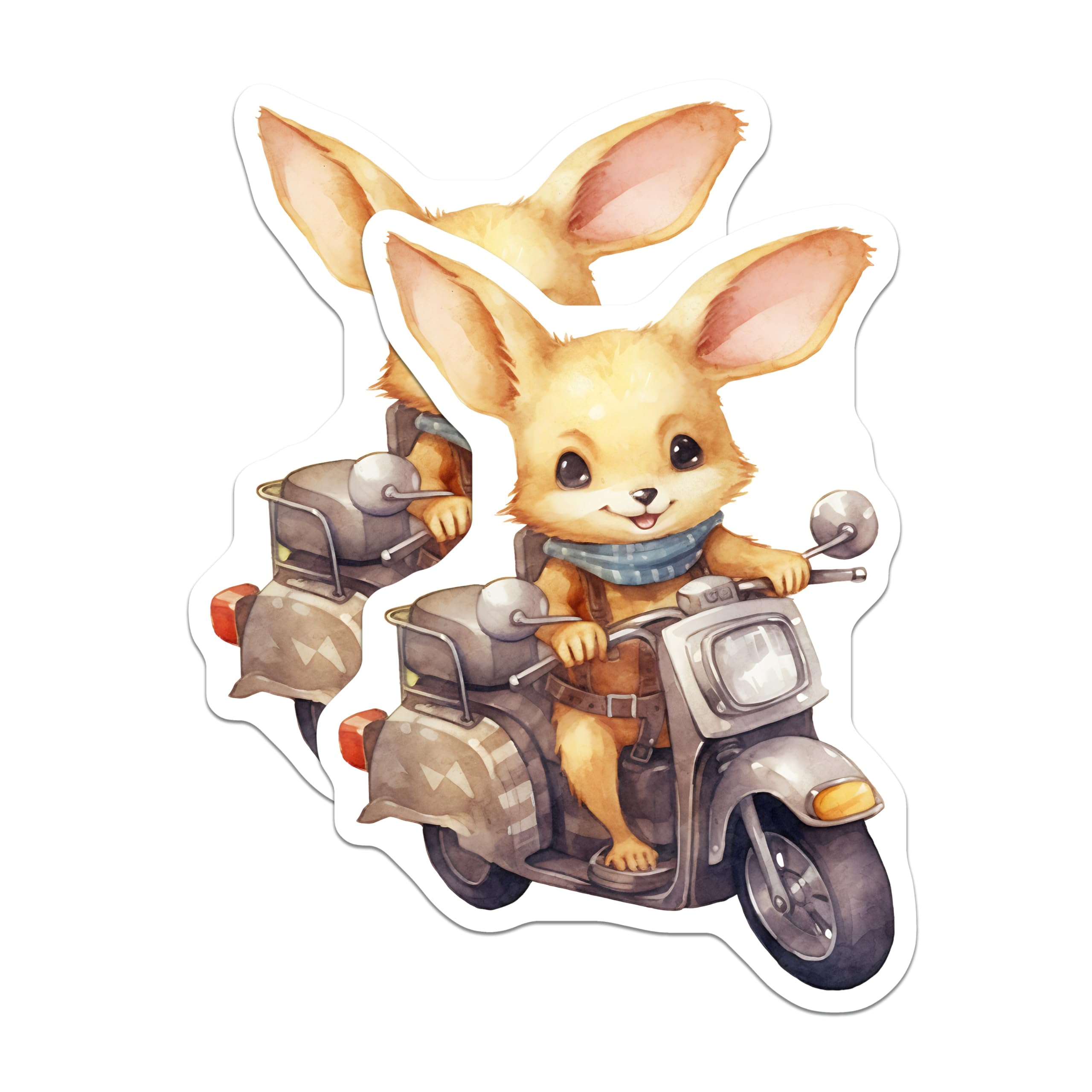 (2 Pack) Fennec Fox Magnets - Cute Animal Illustration - Scooter Art for Fridge Decor - 5" On Longest Side - Premium Magnet - for Cars, Refrigerators, Toolboxes, Lockers - Made in USA - MAG16761