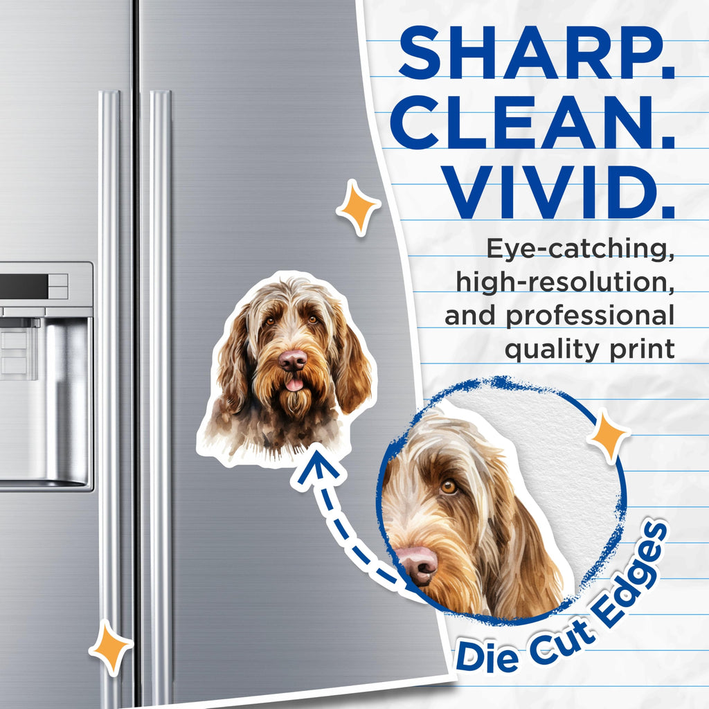 (2 Pack) Wirehaired Pointing Griffon Magnets - Scruffy Dog Watercolor Art - Canine Companion Fridge Kitchen Decor - 5 Inches On Longest Side - Thick Durable Magnet - Made in USA - MAG24092
