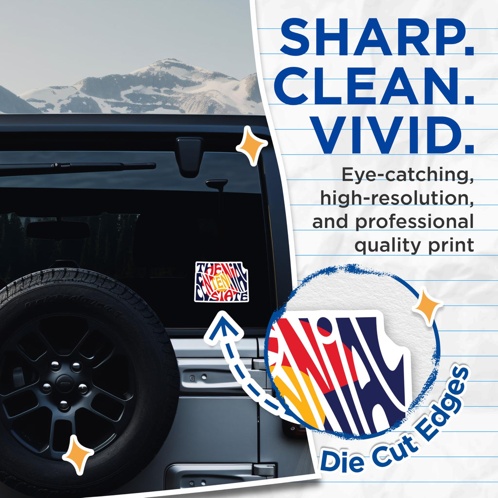 (2 Pack) Colorado Stickers - Centennial State Decals - Colorful State Pride Stickers - 5" On Longest Side - Sticks to Smooth Flat Surfaces - Made in USA - BMCS17144
