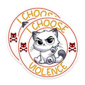(2 Pack) I Choose Violence Cat Stickers - Humorous Feline Lovers Decal for Laptop Water Bottle - 5" On Longest Side - Sticks to Smooth Flat Surfaces - Made in USA - BMCS7345