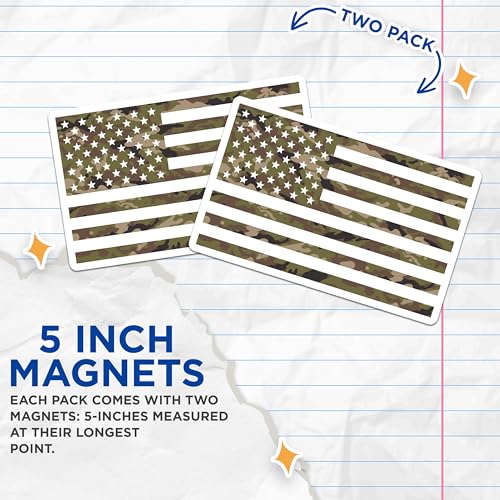 (2 Pack) American Flag Magnets Magnets - 5" On Longest Side - Made in USA - Sticks to Refrigerators & Metal Surfaces - MAG8625