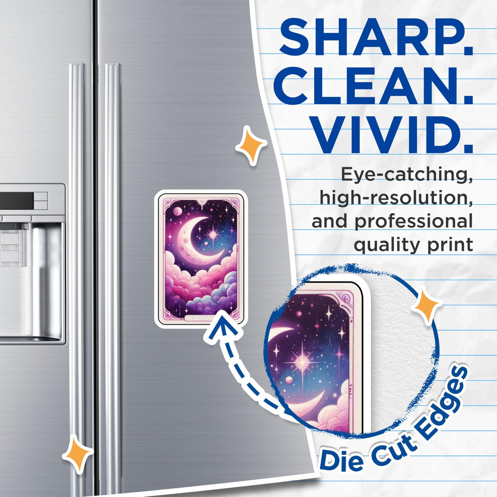 (2 Pack) Mystical Moon and Stars Magnets - Dreamy Pastel Sky Decor - Cosmic Cloud Art Fridge Set - 5 Inches On Longest Side - Thick Durable Magnet - Made in USA - MAG20366