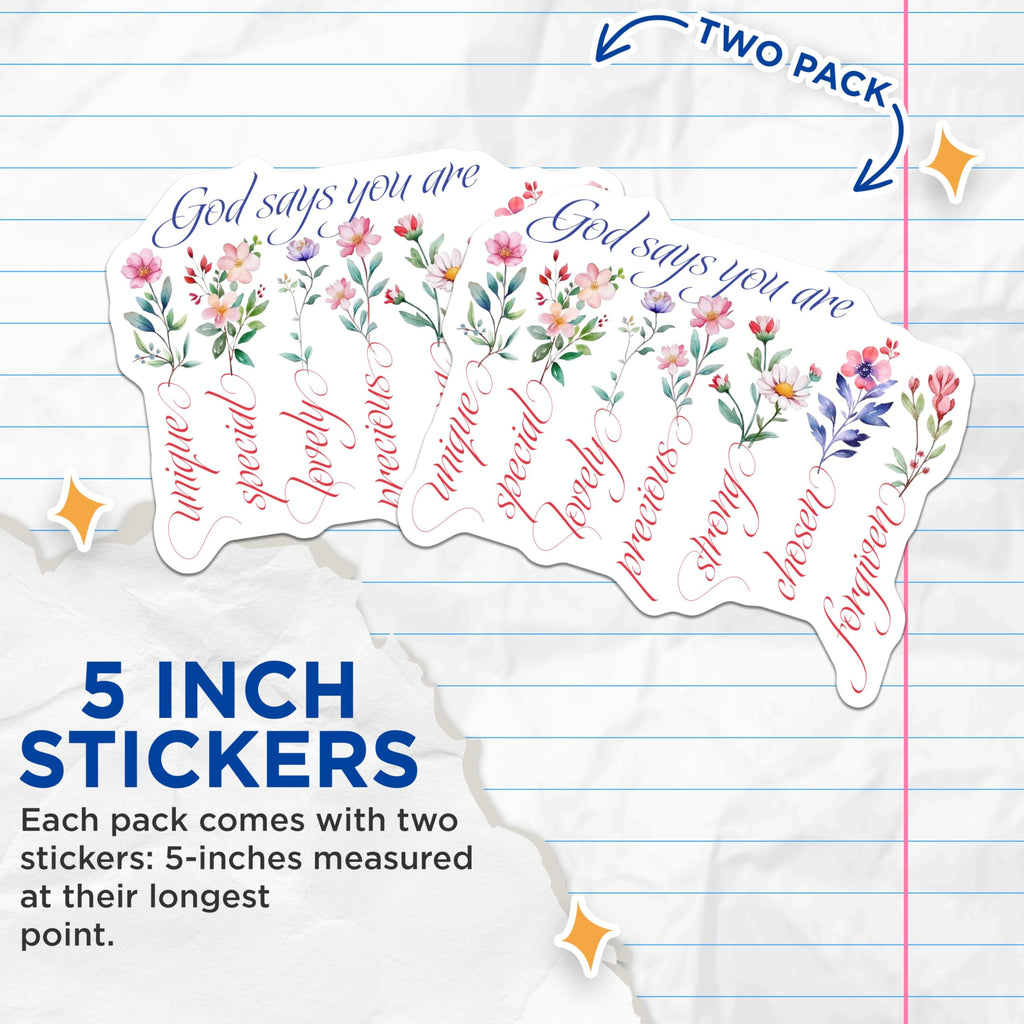 (2 Pack) Inspirational Quote Stickers - Motivational Floral Sticker - Positive Affirmation Bundle - 5" On Longest Side - Sticks to Smooth Flat Surfaces - Made in USA - BMCS8581