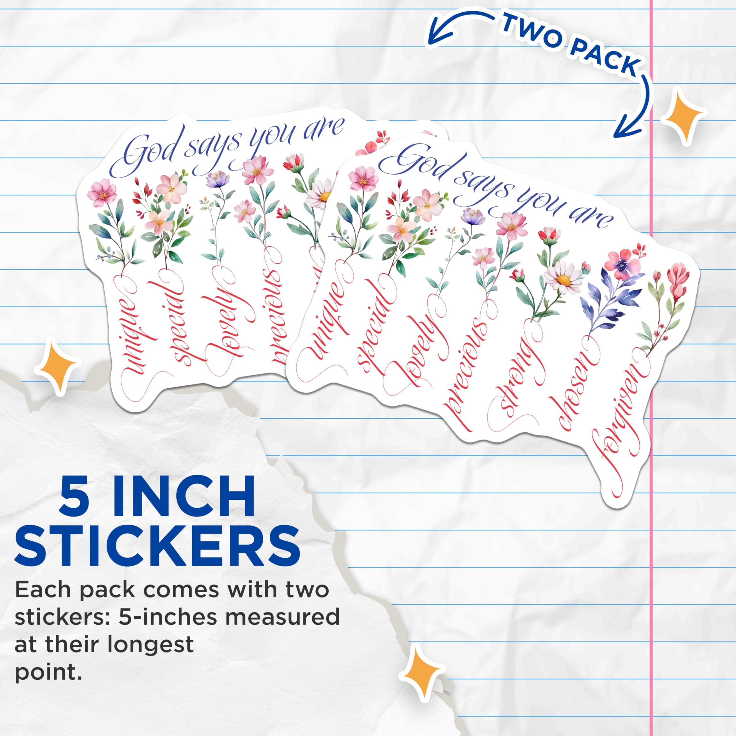 (2 Pack) Inspirational Quote Stickers - Motivational Floral Sticker - Positive Affirmation Bundle - 5" On Longest Side - Sticks to Smooth Flat Surfaces - Made in USA - BMCS8581