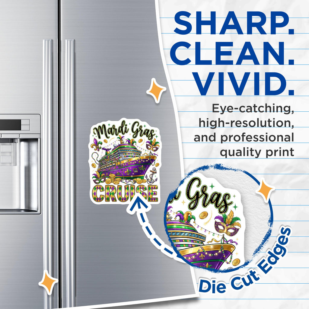 (2 Pack) Mardi Gras Cruise Magnets - Celebration Souvenir - Festive Decorations - 5" On Longest Side - Premium Magnet - for Cars, Refrigerators, Toolboxes, Lockers - Made in USA - MAG15252