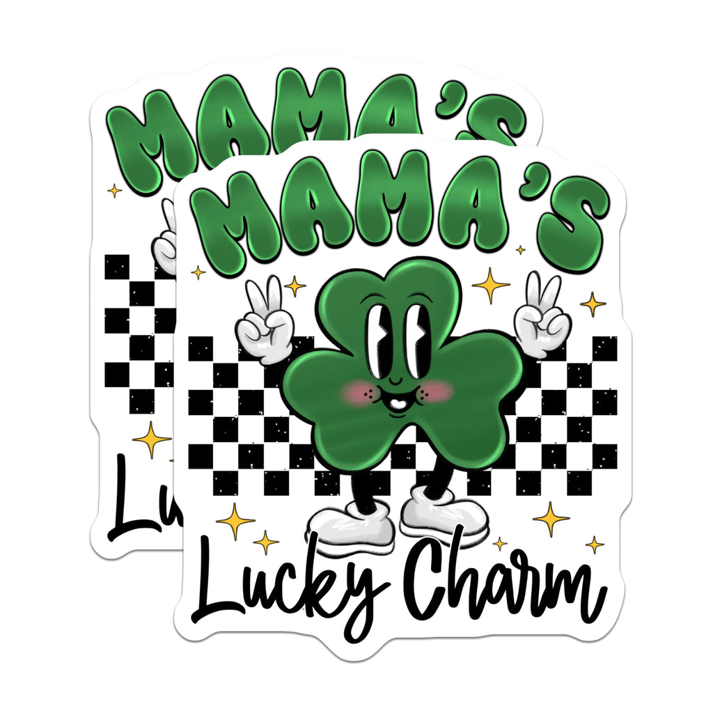 (2 Pack) Mama's Lucky Charm Magnets - St Patrick's Day Mama - Retro Lucky Kitchen Fridge Magnets - 5 Inches On Longest Side - Thick Durable Magnet - Made in USA - MAG28195