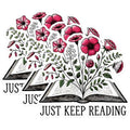 (3 Pack) Book Lover Decals - Floral Book Stickers - Just Keep Reading Laptop Decal - 3 Inches On Longest Side - Easy Peel & Apply - Made in USA - 3MCS1567