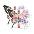 (2 Pack) Floral Cross Magnets - Faith Home Decor - Christian Art Magnets - 5" On Longest Side - Premium Magnet - for Cars, Refrigerators, Toolboxes, Lockers - Made in USA - MAG16740