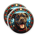 (2 Pack) Stained Glass Dog Magnets - Happy Pitbull Christmas Decor - Dog Lover Holiday Refrigerator - 5 Inches On Longest Side - Thick Durable Magnet - Made in USA - MAG25248