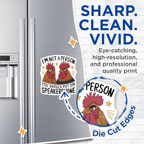 (2 Pack) Funny Chicken Magnets - Kitchen ation - Cute Farmhouse - Novelty Fridge Magnets - Hilarious Animal Art - 5" On Longest Side - for Cars, Fridges, Toolboxes - Made in USA - MAG4552