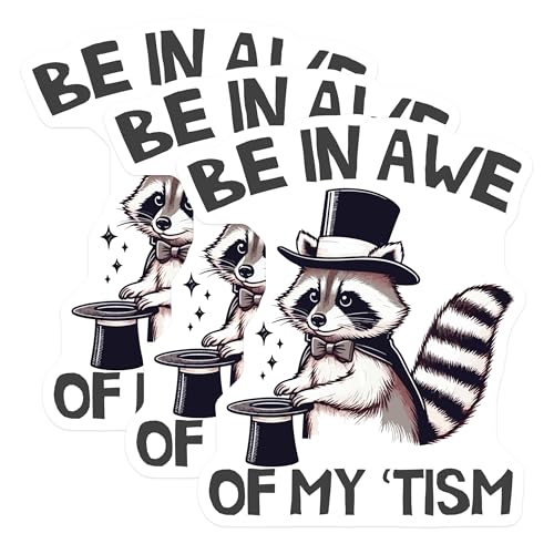 (3 Pack) Raccoon Magician Decals - Funny Animal Stickers - Laptop Decals - 3 Inches On Longest Side - Easy Peel & Apply - Made in USA - 3MCS4727