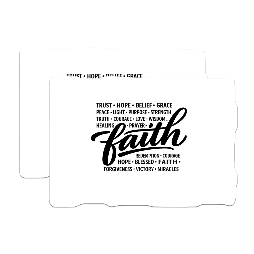 (2 Pack) Faith Stickers - Inspirational Christian Words - Hope Belief Prayer Decals - 5" On Longest Side - Sticks to Smooth Flat Surfaces - Made in USA - BMCS21825
