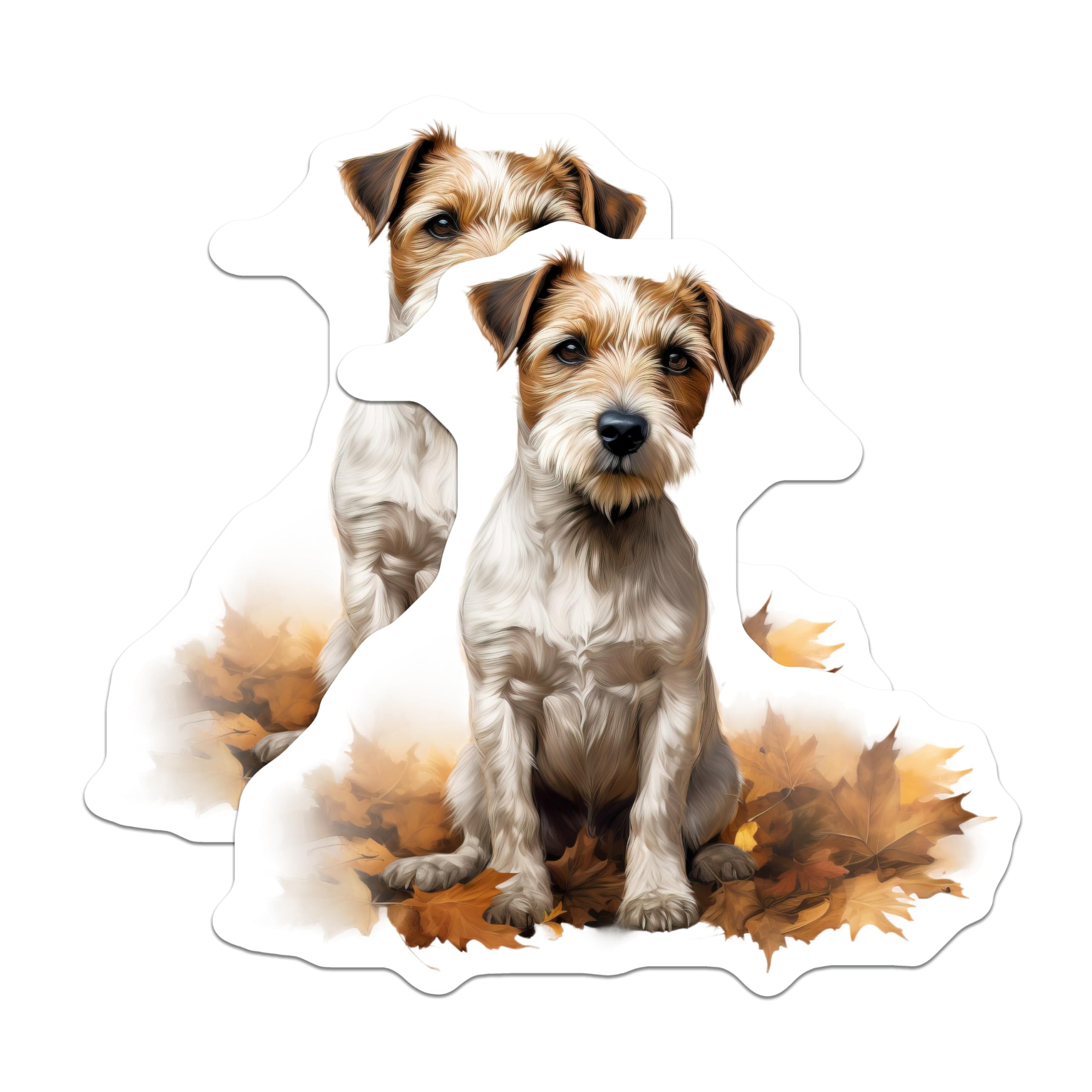 (2 Pack) Jack Russell Terrier Magnets - Autumn Leaves Dog Art - Fall Decor Pet Lover - Cute Canine Refrigerator Decals - 5 Inches On Longest Side - Thick Durable Magnet - Made in USA - MAG23540