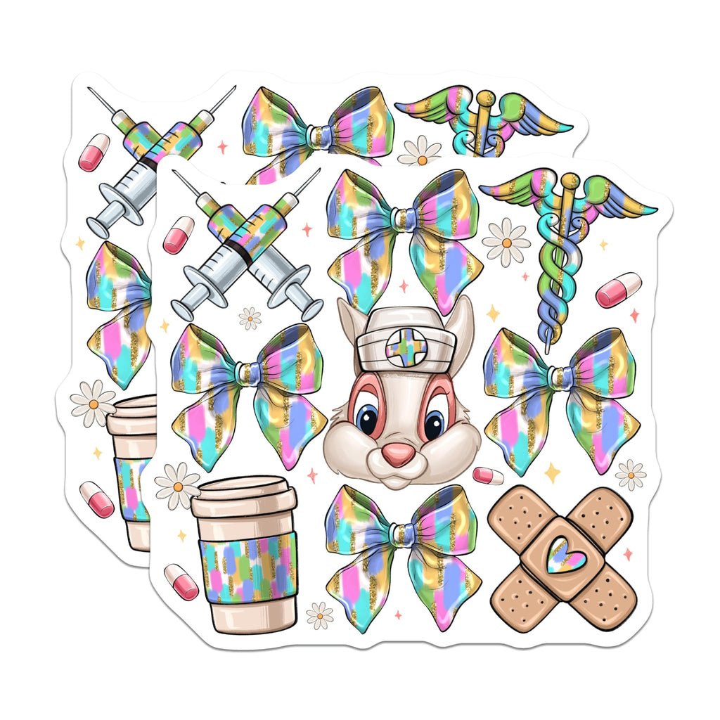 (2 Pack) Cute Nurse Bunny Magnets - Healthcare Worker Decor - Nursing Student Supply - Medical Professional Appreciation - 5 Inches On Longest Side - Thick Durable Magnet - Made in USA - MAG30501