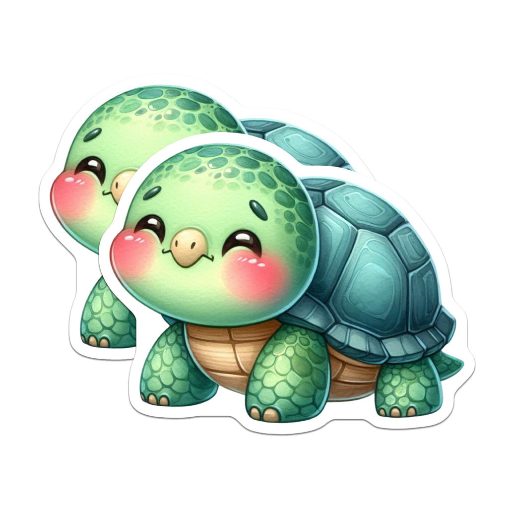(2 Pack) Cute Cartoon Turtle Magnets - Adorable Ocean Creature Art - Animal Fridge Decor - 5 Inches On Longest Side - Thick Durable Magnet - Made in USA - MAG20444