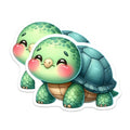 (2 Pack) Cute Cartoon Turtle Magnets - Adorable Ocean Creature Art - Animal Fridge Decor - 5 Inches On Longest Side - Thick Durable Magnet - Made in USA - MAG20444