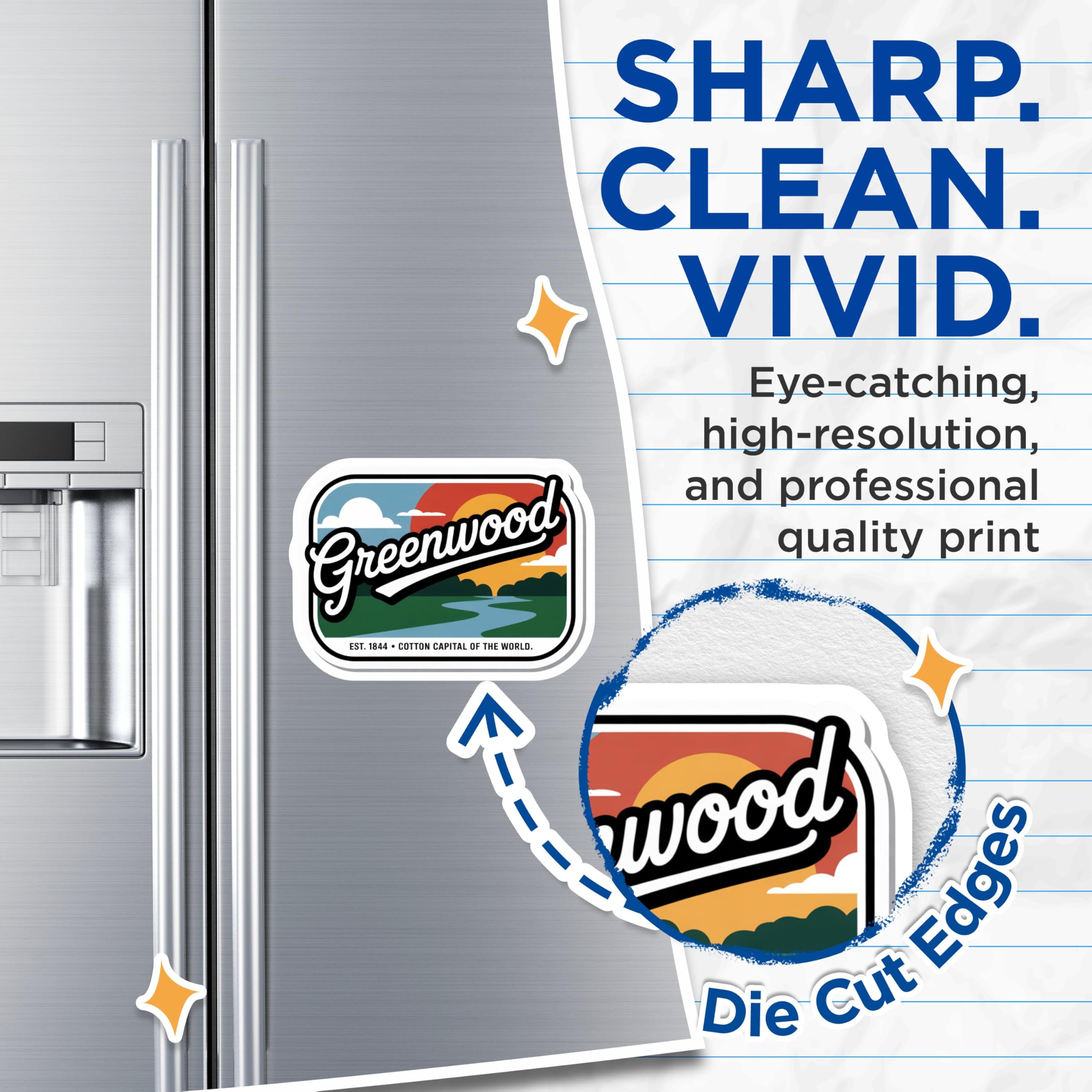 (2 Pack) Greenwood Mississippi Magnets - Hometown Souvenir - Fridge Magnets Decor - 5" On Longest Side - Premium Magnet - for Cars, Refrigerators, Toolboxes, Lockers - Made in USA - MAG18553