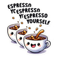 (3 Pack) Espresso Yourself Decals - Coffee Lover Decals - Cute Coffee Cup Stickers - 3 Inches On Longest Side - Easy Peel & Apply - Made in USA - 3MCS2065