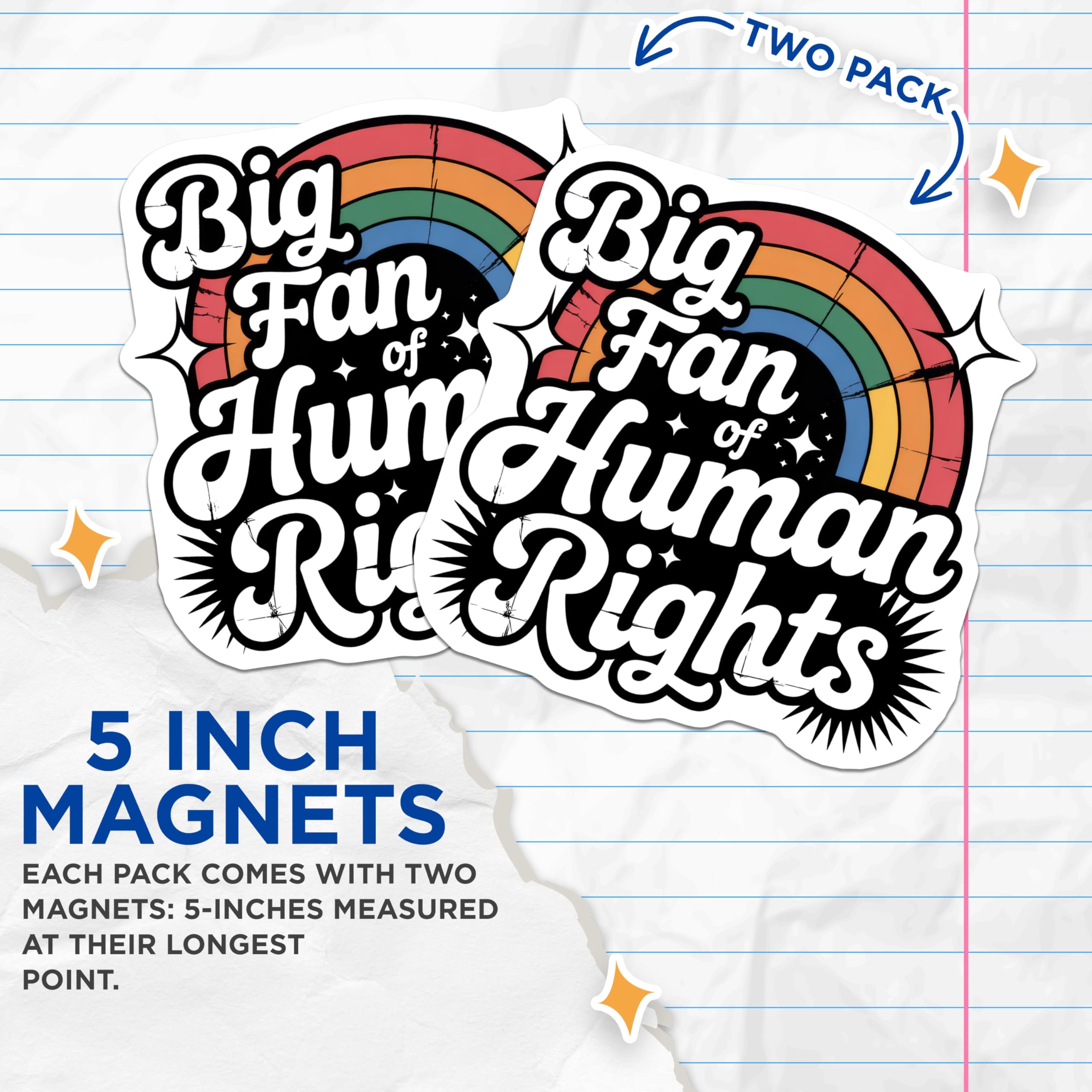 (2 Pack) Human Rights Magnets - Rainbow Equality - Social Justice Magnet - 5" On Longest Side - Premium Magnet - for Cars, Refrigerators, Toolboxes, Lockers - Made in USA - MAG16176
