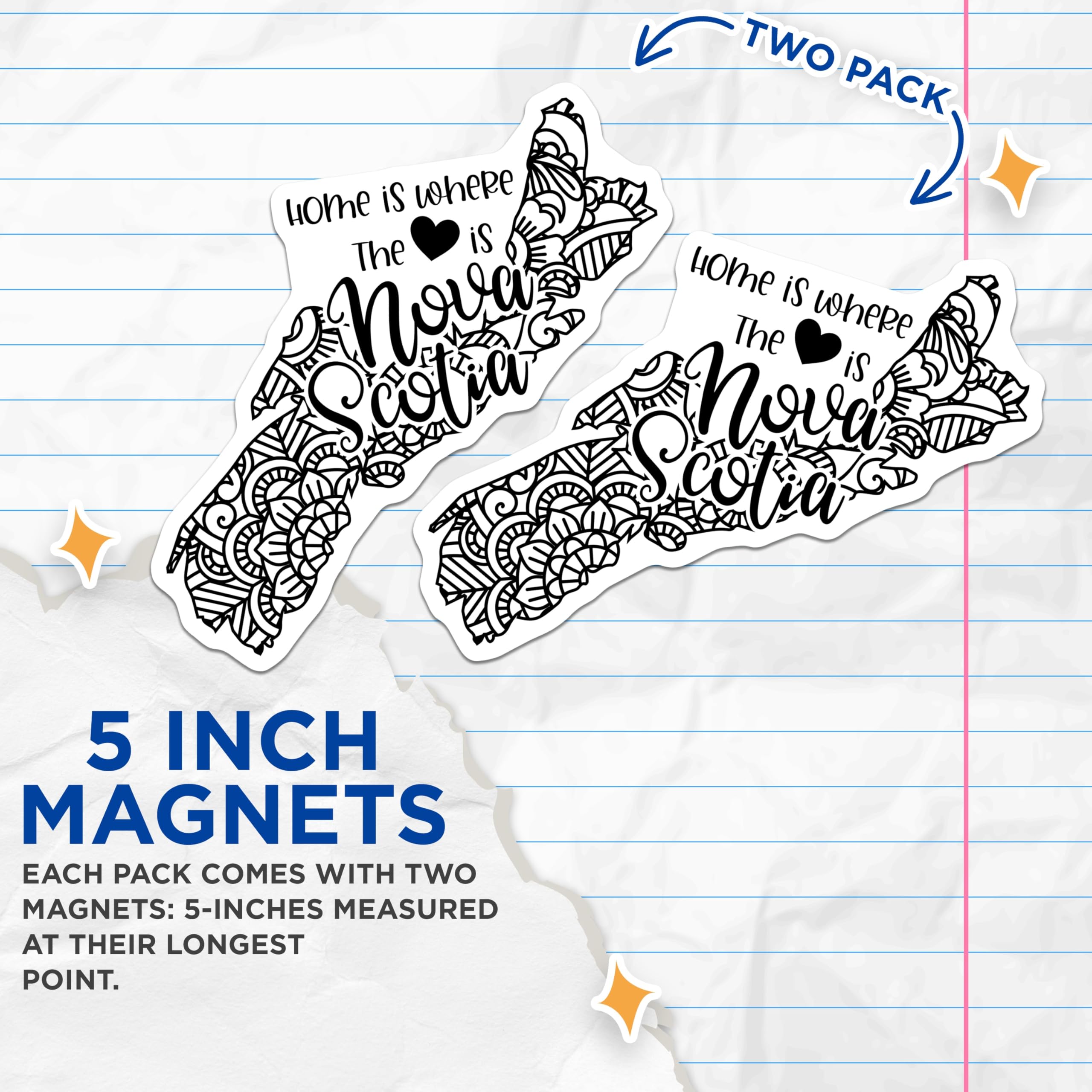 (2 Pack) Nova Scotia Magnets - Home Decor - Canada Souvenir - Travel Gift - 5" On Longest Side - Premium Magnet - for Cars, Refrigerators, Toolboxes, Lockers - Made in USA - MAG17701