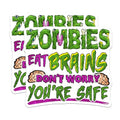 (2 Pack) Zombies Eat Brains Stickers - Funny Zombie Stickers - Halloween Humor Stickers - 5" On Longest Side - Sticks to Smooth Flat Surfaces - Made in USA - BMCS4738