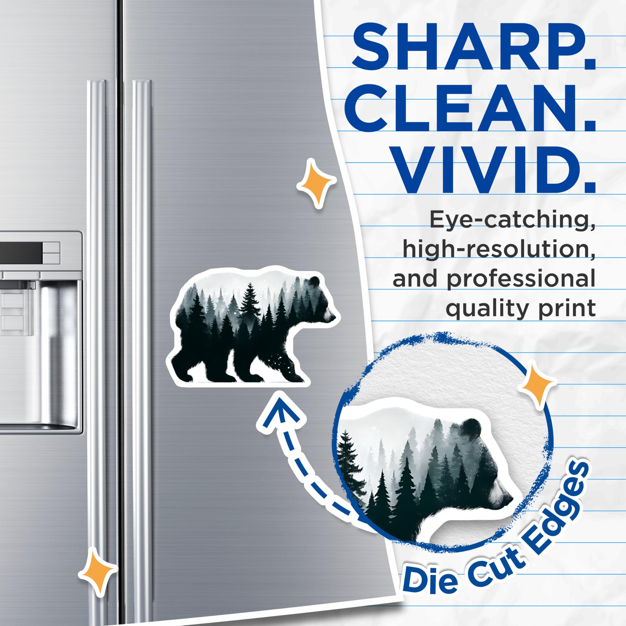 (2 Pack) Bear Forest Magnets - Animal Silhouette Decor - Nature Lover Refrigerator Magnets - 5" On Longest Side - Premium Magnet - for Cars, Refrigerators, Toolboxes, Lockers - Made in USA - MAG15750