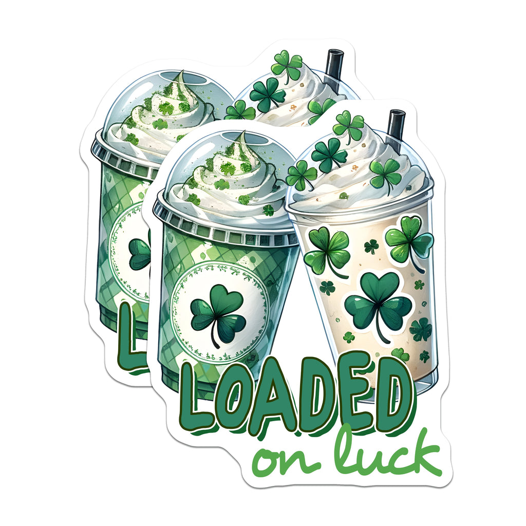 (2 Pack) St Patricks Day Magnets - Lucky Shamrock Drink - Green Frappe Cafe Decor - 5 Inches On Longest Side - Thick Durable Magnet - Made in USA - MAG37796