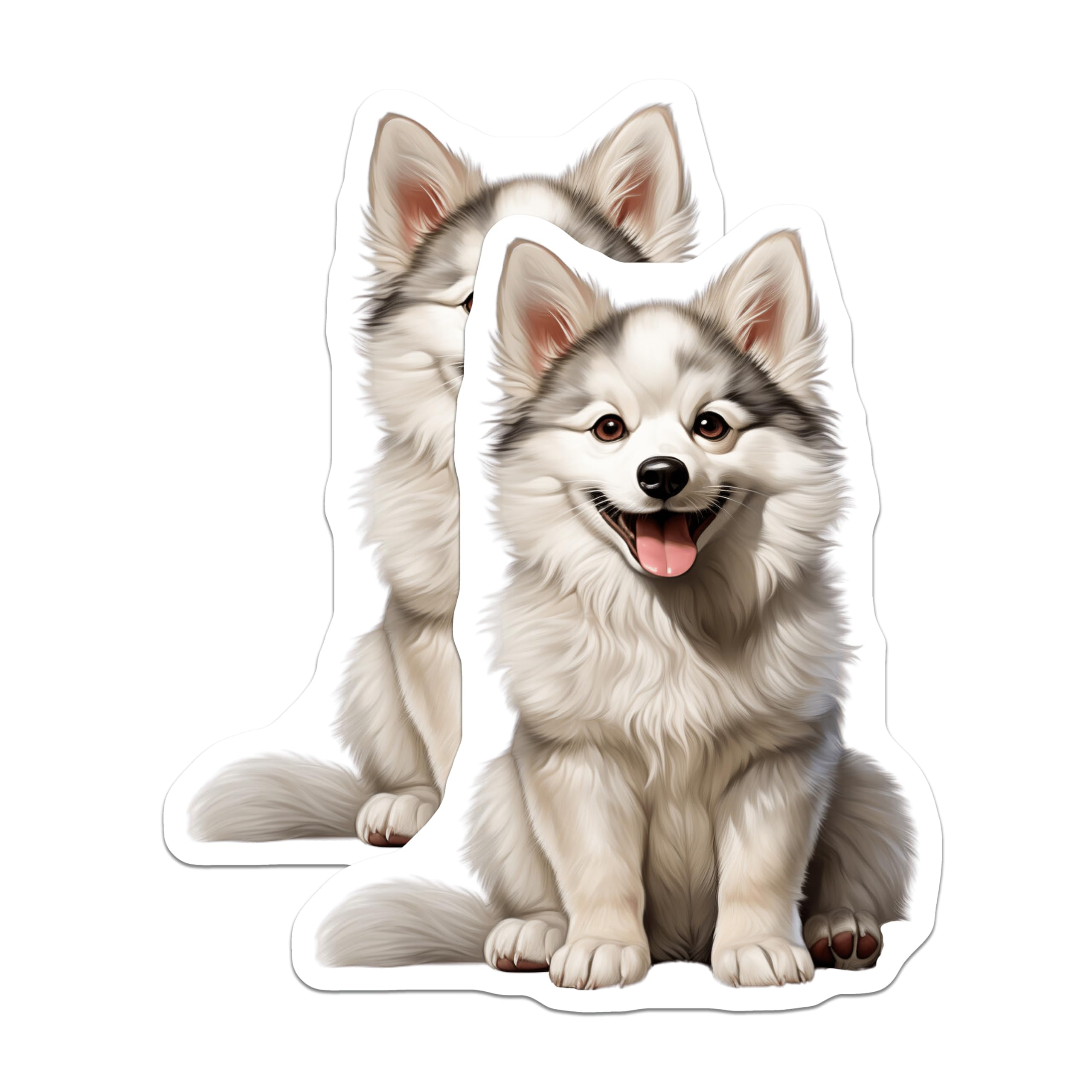 (2 Pack) Husky Puppy Magnets - Fluffy Dog Decor - Adorable Canine Art - 5 Inches On Longest Side - Thick Durable Magnet - Made in USA - MAG24986
