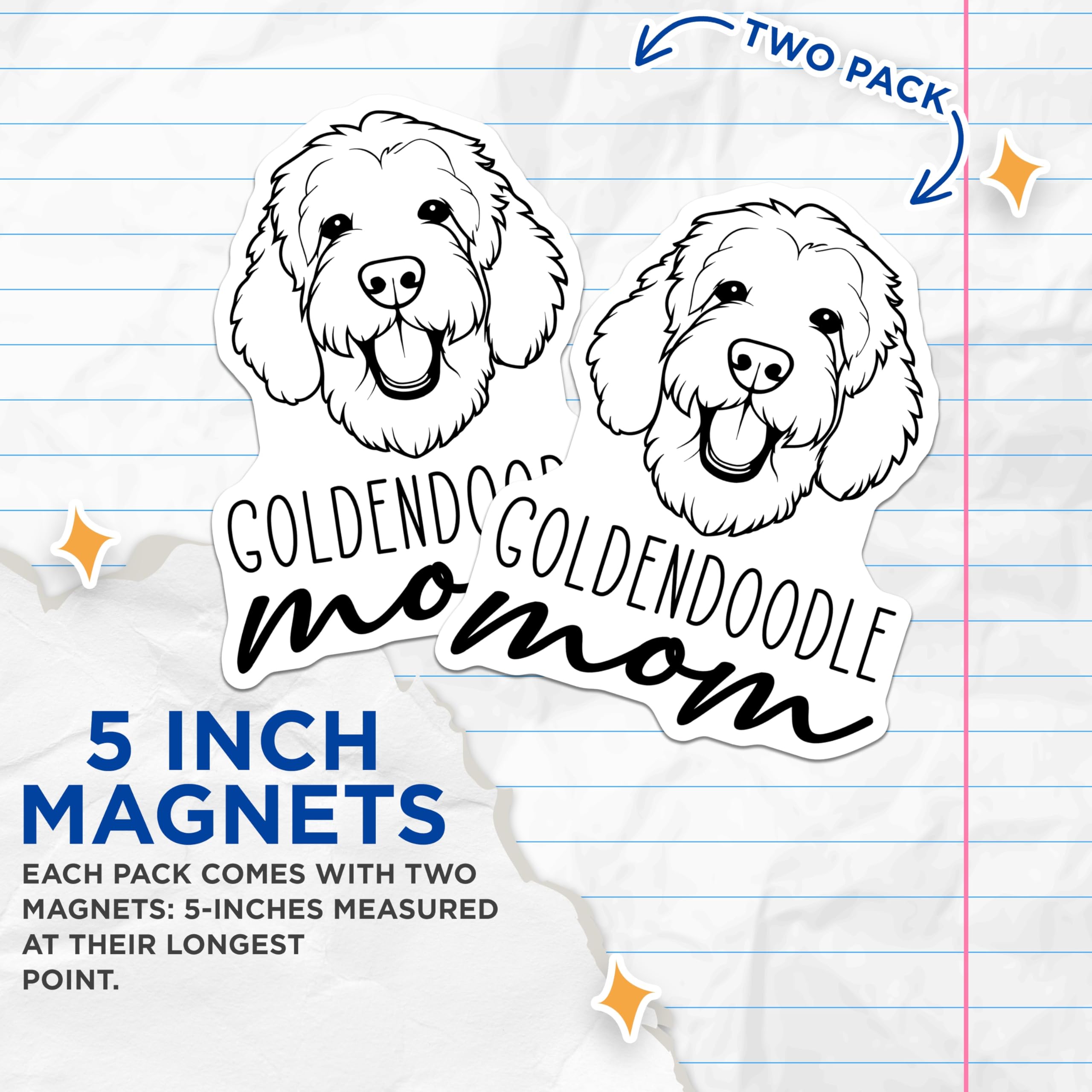 (2 Pack) Goldendoodle Mom Magnets - Dog Lover Pet Owner - Cute Puppy Magnets - 5 Inches On Longest Side - Thick Durable Magnet - Made in USA - MAG27018