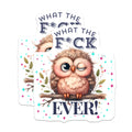 (2 Pack) Funny Owl Stickers - Witty Animal Humor - Cute Swearing Bird Decals - 5" On Longest Side - Sticks to Smooth Flat Surfaces - Made in USA - BMCS5930