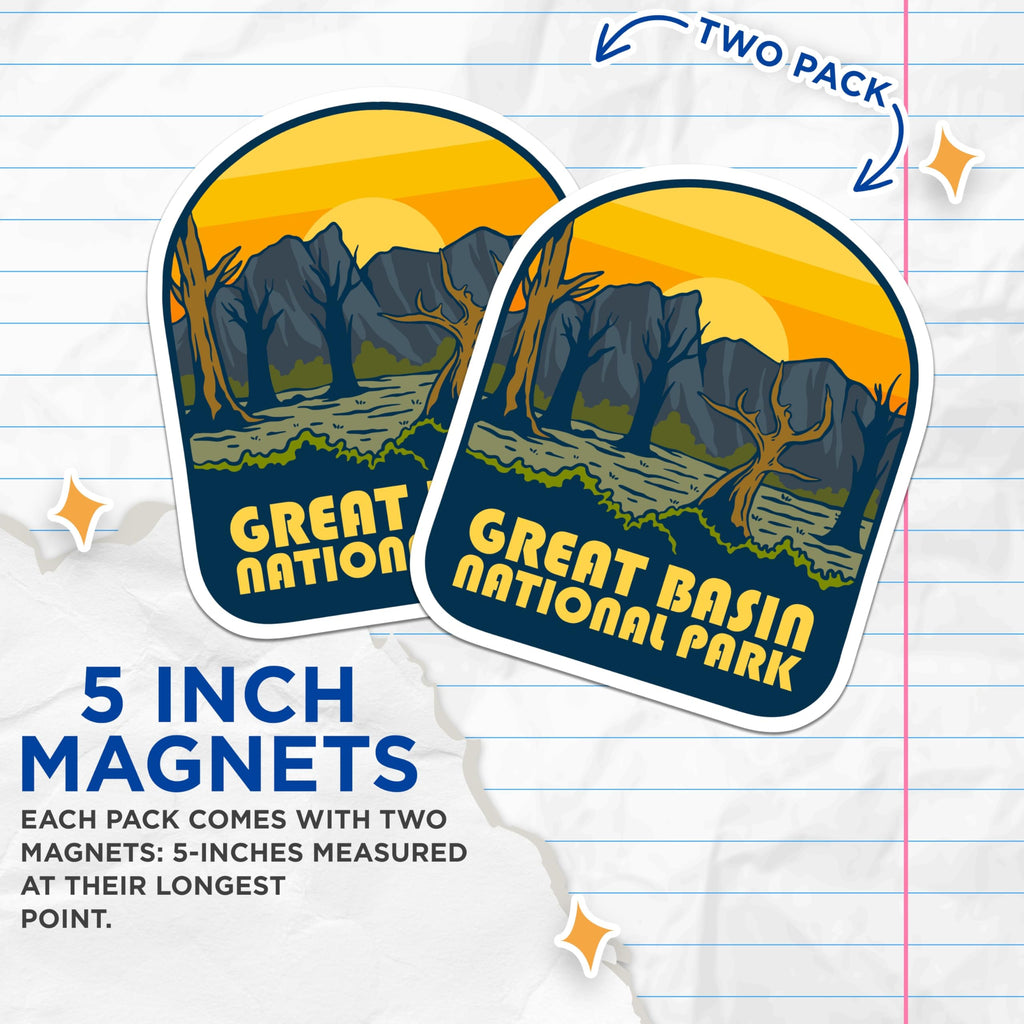(2 Pack) Great Basin National Park Magnets - Travel Souvenir - Refrigerator Magnets - 5" On Longest Side - Premium Magnet - for Cars, Refrigerators, Toolboxes, Lockers - Made in USA - MAG17248