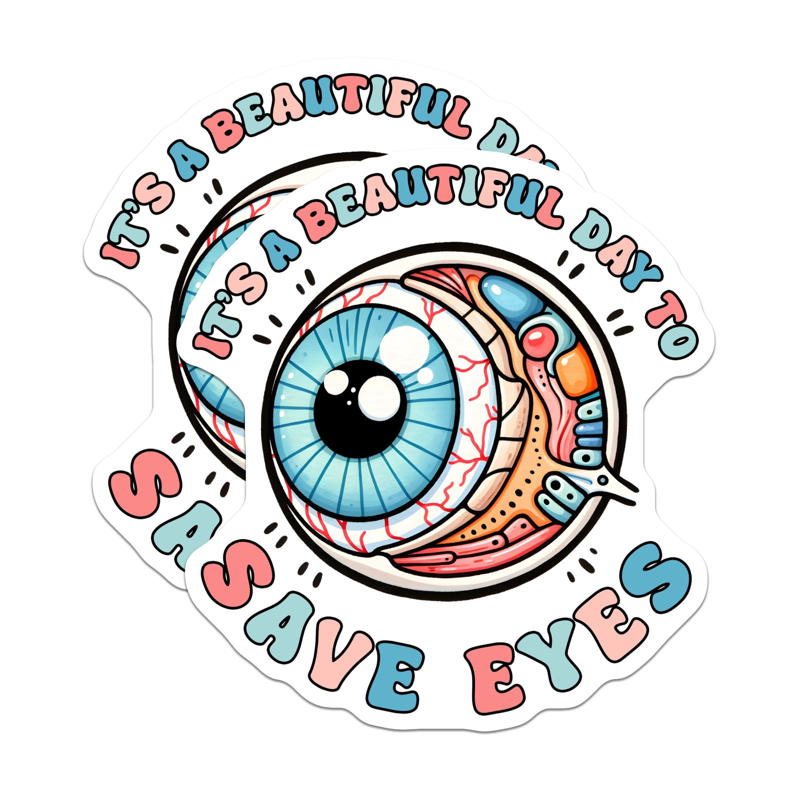 (2 Pack) It's a Beautiful Day to Save Eyes Magnets - Eye Care Awareness - 5" On Longest Side - for Cars, Fridges, Toolboxes - Made in USA - MAG8091