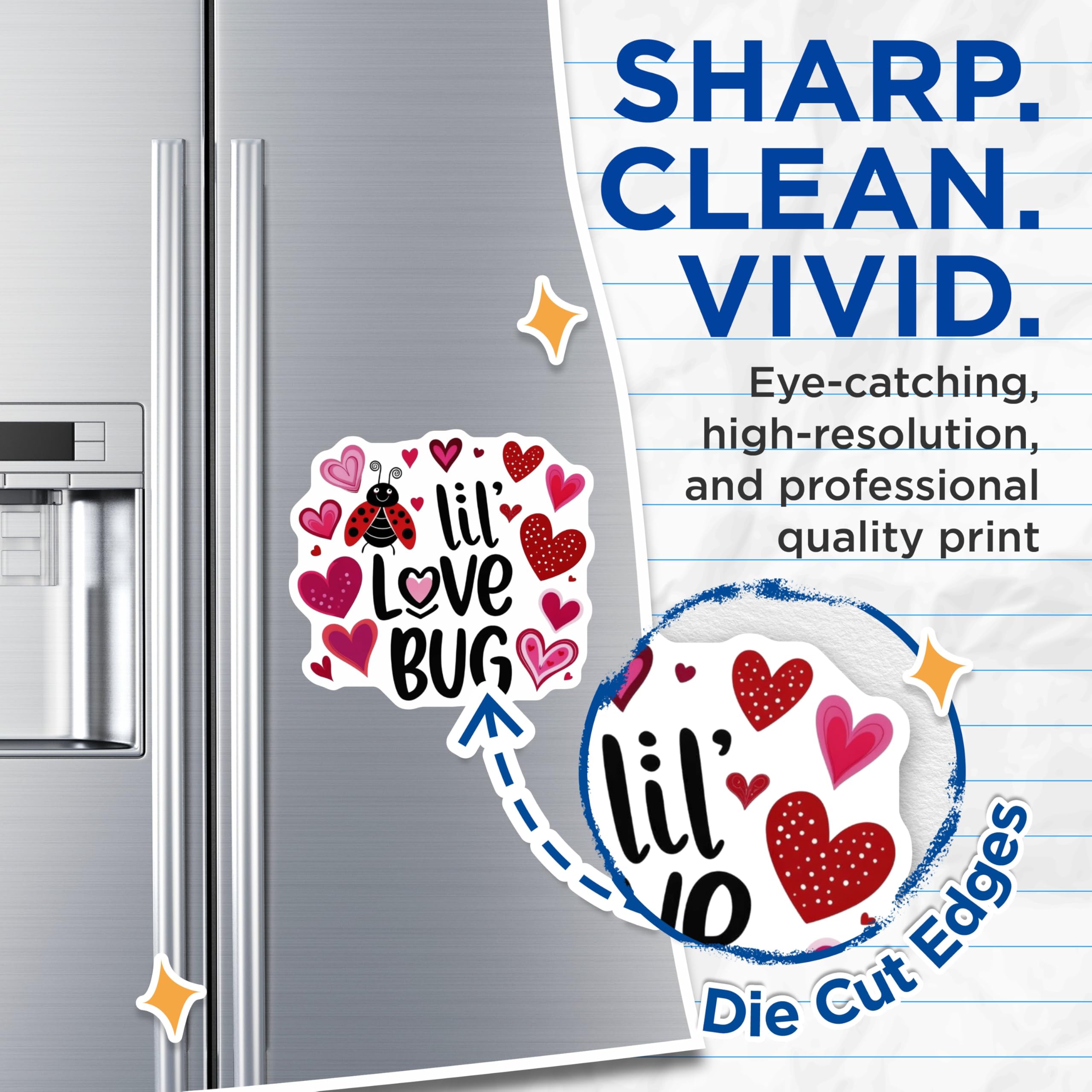 (2 Pack) Lil Love Bug Magnets - Cute Ladybug Hearts Design - Sweet Valentine Message - Adorable Fridge Locker Decor - 5 Inches On Longest Side - Thick Durable Magnet - Made in USA - MAG21552