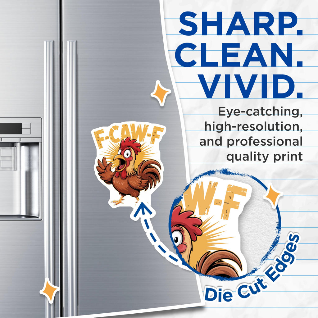 (2 Pack) Funny Rooster Magnets - Crazy Chicken - Farm Animal Refrigerator Magnets - 5" On Longest Side - Premium Magnet - for Cars, Refrigerators, Toolboxes, Lockers - Made in USA - MAG14738