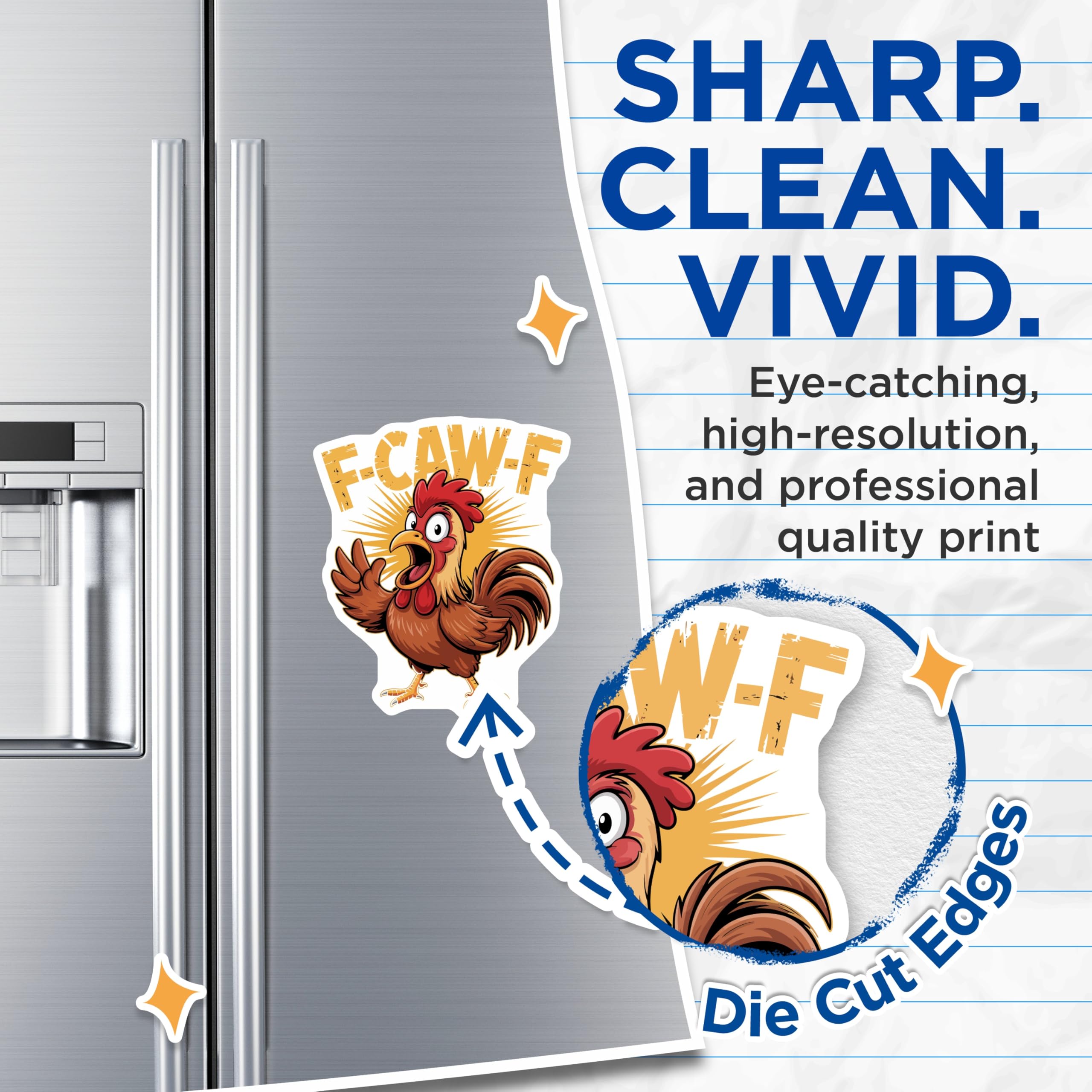 (2 Pack) Funny Rooster Magnets - Crazy Chicken - Farm Animal Refrigerator Magnets - 5" On Longest Side - Premium Magnet - for Cars, Refrigerators, Toolboxes, Lockers - Made in USA - MAG14738