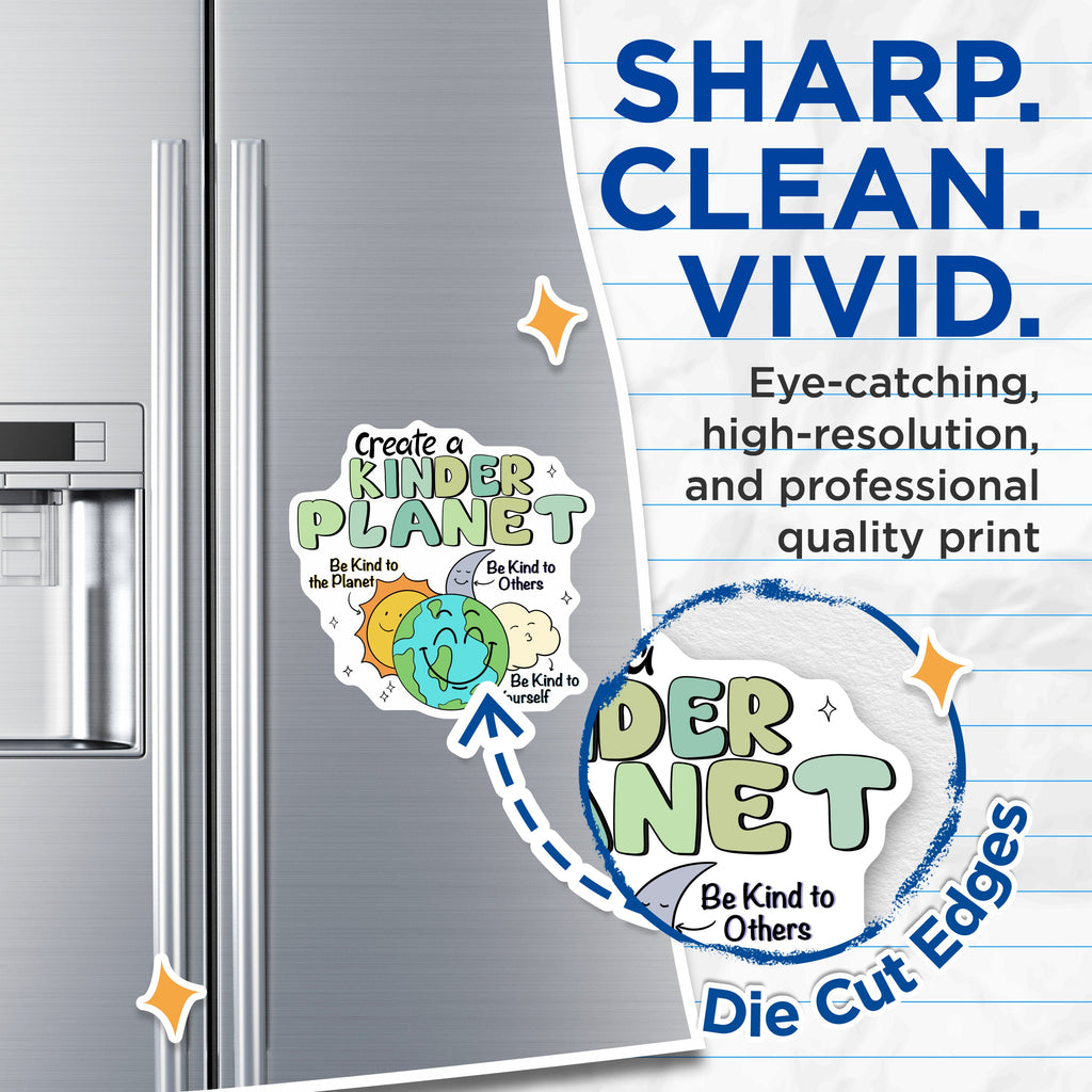 (2 Pack) Kinder Planet Magnets - Kindness Message Decor - Self Care Affirmation - Earth Day Refrigerator - 5 Inches On Longest Side - Thick Durable Magnet - Made in USA - MAG39945
