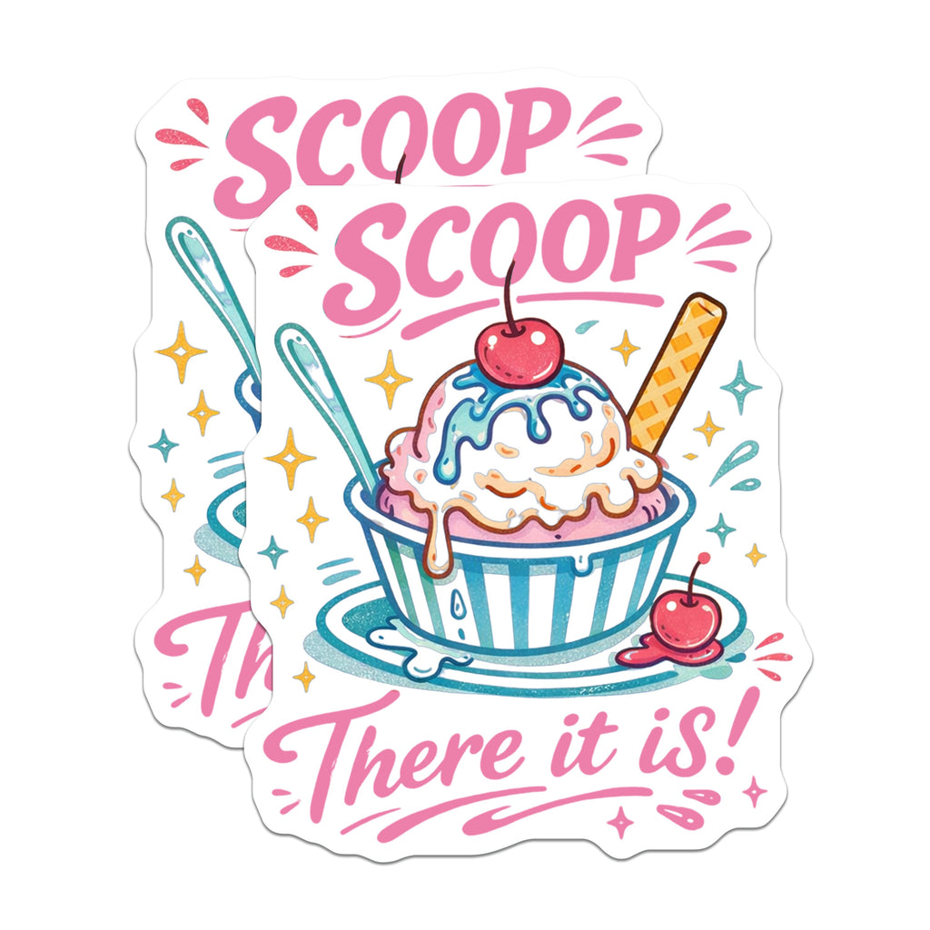 (2 Pack) Scoop There It is Magnets - Ice Cream Sundae Decor - Fun Refrigerator Art - 5 Inches On Longest Side - Thick Durable Magnet - Made in USA - MAG38973