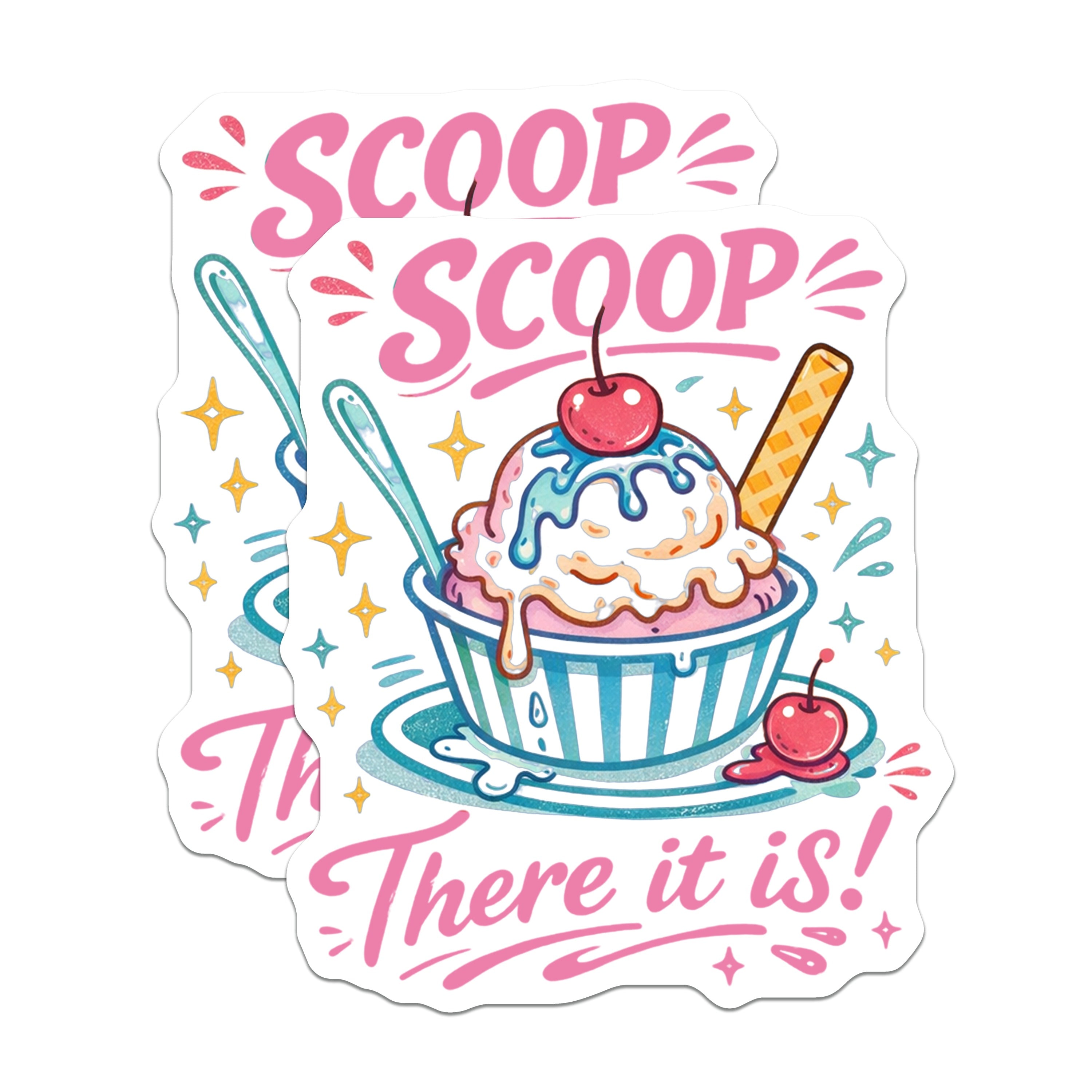 (2 Pack) Scoop There It is Magnets - Ice Cream Sundae Decor - Fun Refrigerator Art - 5 Inches On Longest Side - Thick Durable Magnet - Made in USA - MAG38973