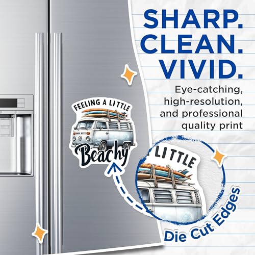 (2 Pack) Feeling A Little Beachy Magnets Magnets - Surfing Van Decor - Retro Coastal Style - 5" On Longest Side - Made in USA - Sticks to Refrigerators & Metal Surfaces - MAG9279