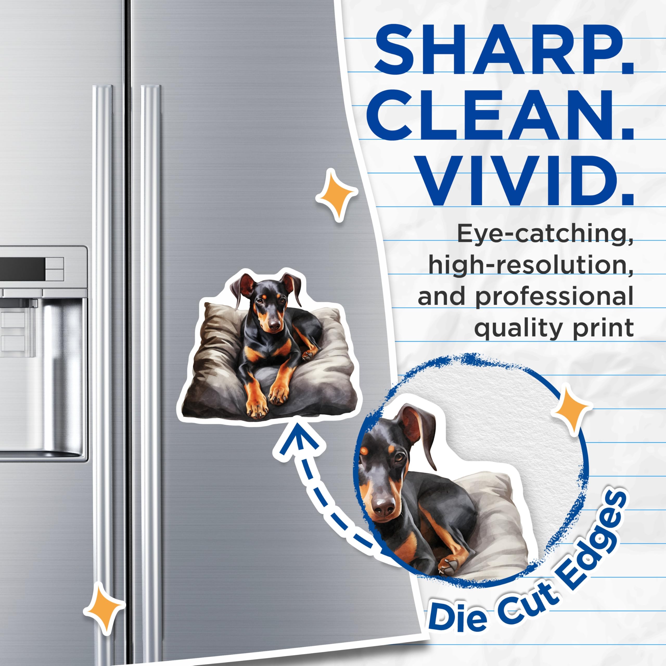 (2 Pack) Doberman Pinscher Magnets - Dog Breed Art - Cute Canine Decor - 5" On Longest Side - Premium Magnet - for Cars, Refrigerators, Toolboxes, Lockers - Made in USA - MAG16467