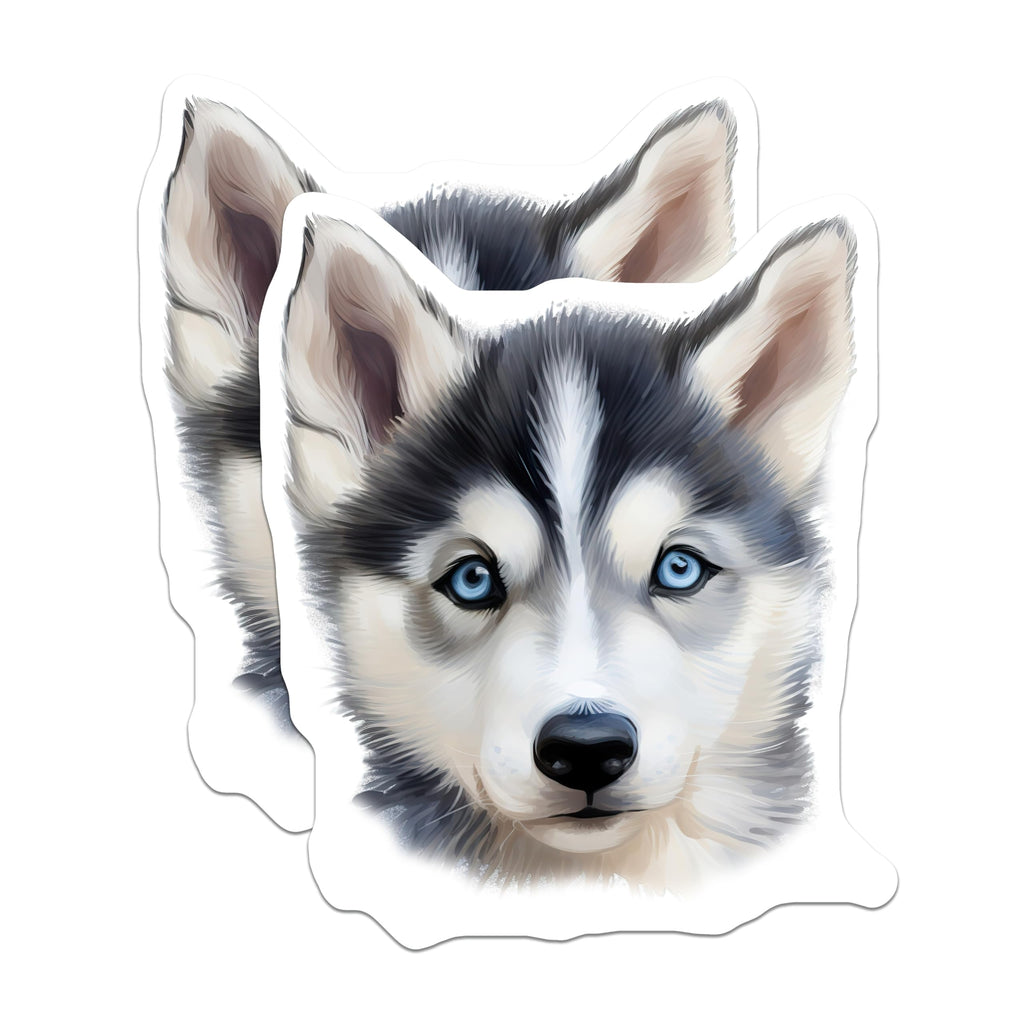 (2 Pack) Siberian Husky Magnets - Adorable Puppy Art - Pet Lover Home Accent - 5 Inches On Longest Side - Thick Durable Magnet - Made in USA - MAG25245