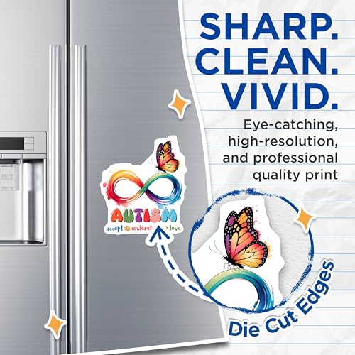 (2 Pack) Autism Awareness Magnets Magnets - Infinity Symbol - Butterfly Design - 5" On Longest Side - Made in USA - Sticks to Refrigerators & Metal Surfaces - MAG8427